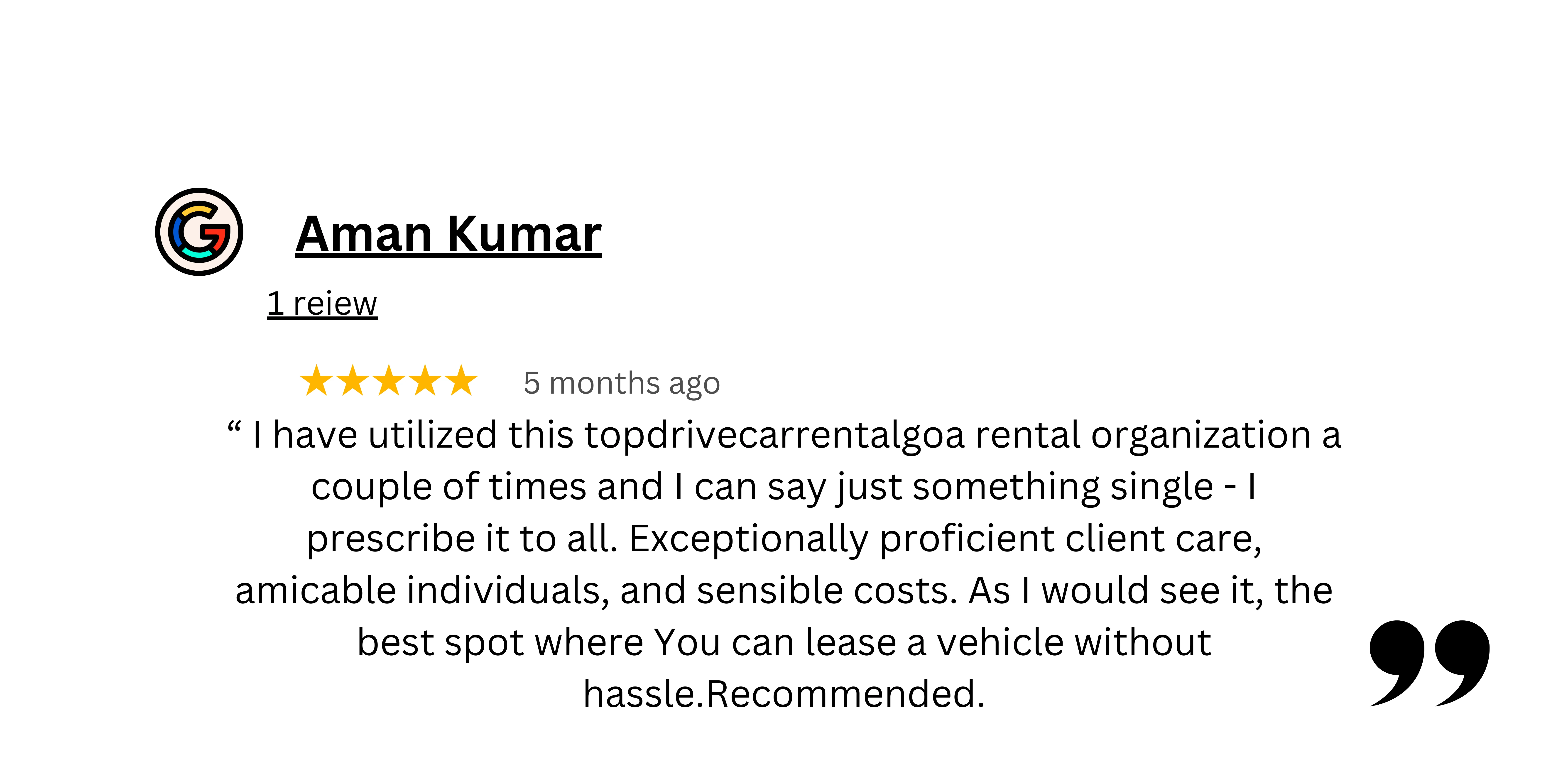 rita car google review