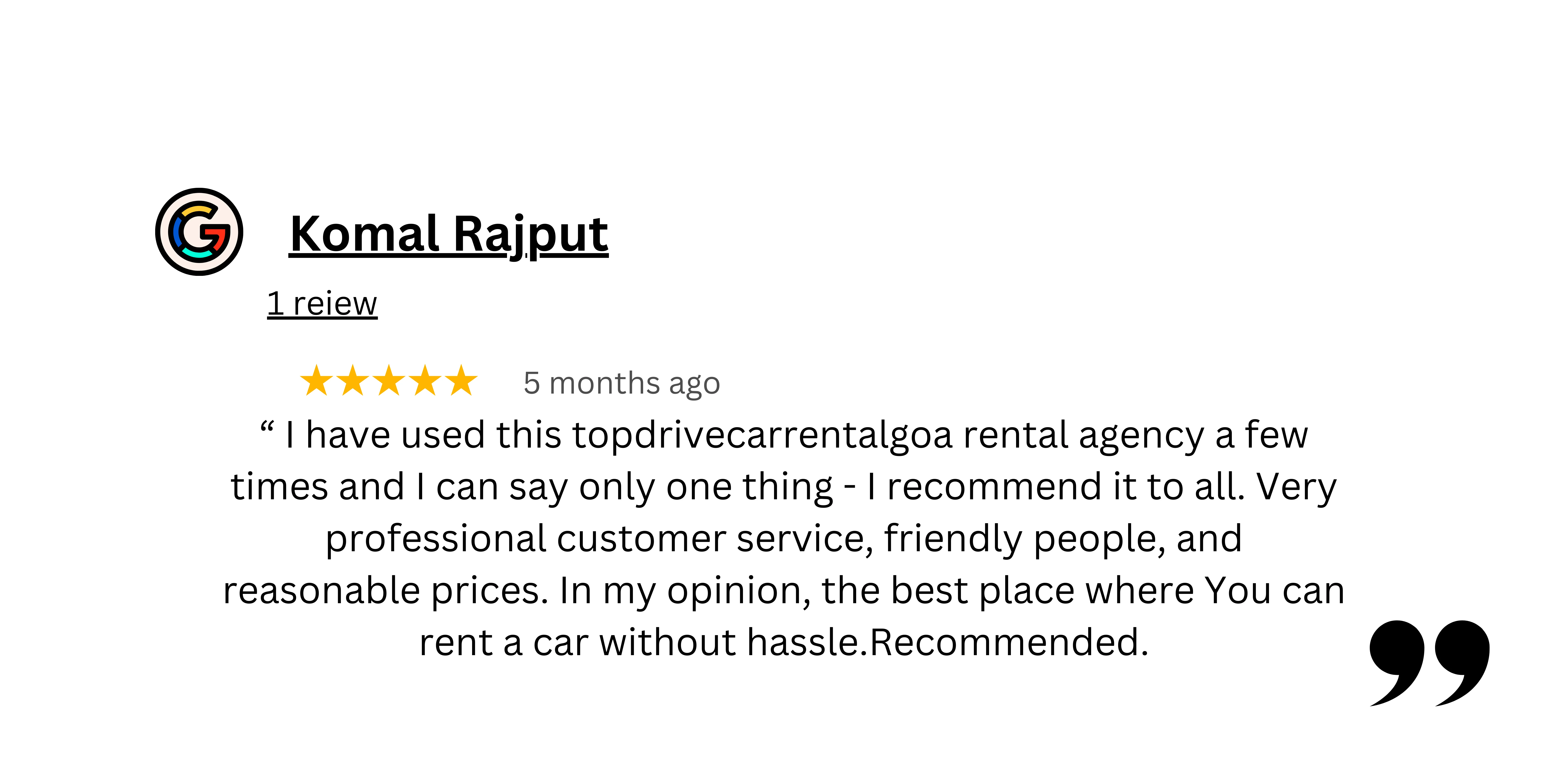 rita car google review
