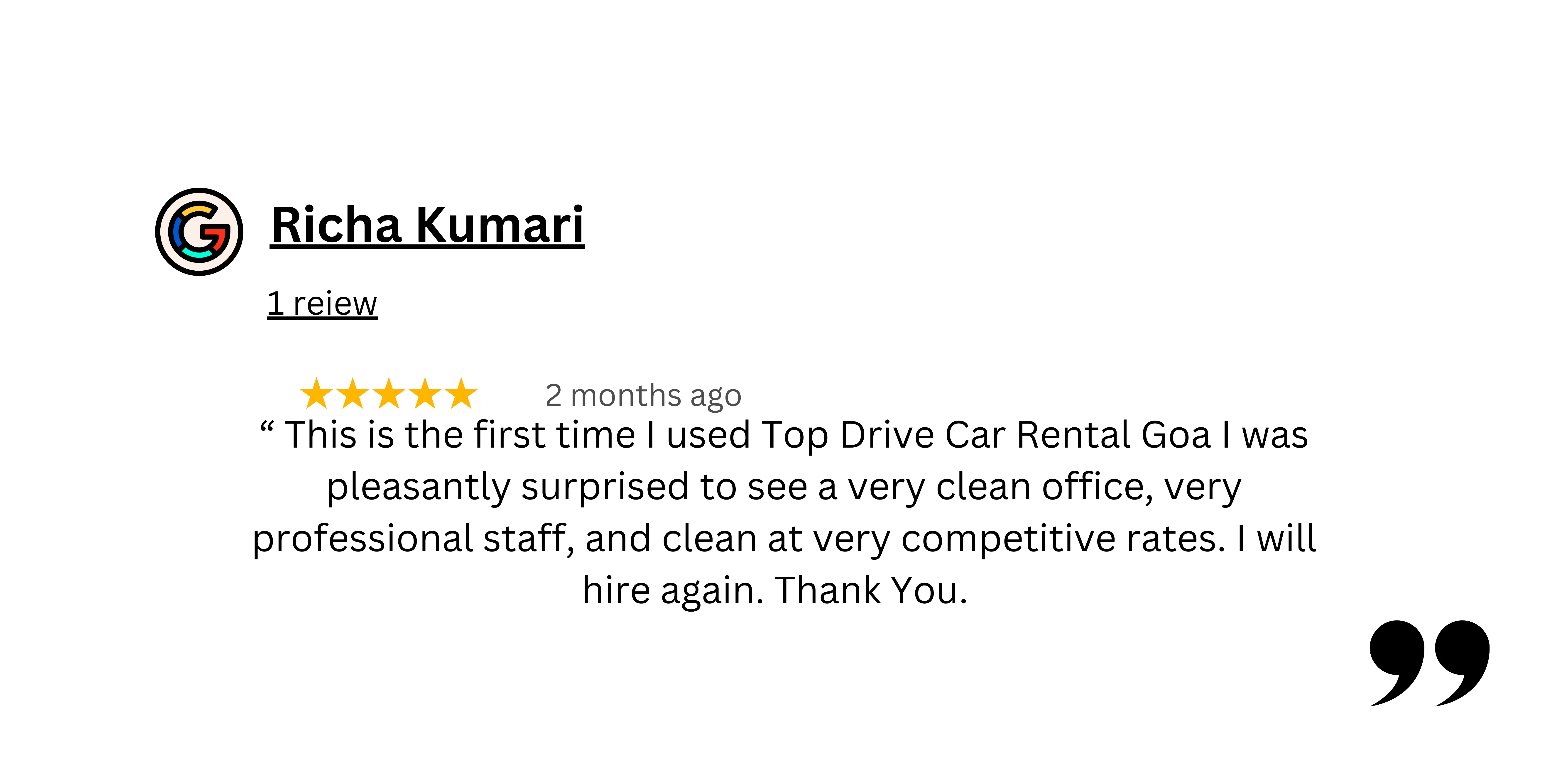 rita car google review