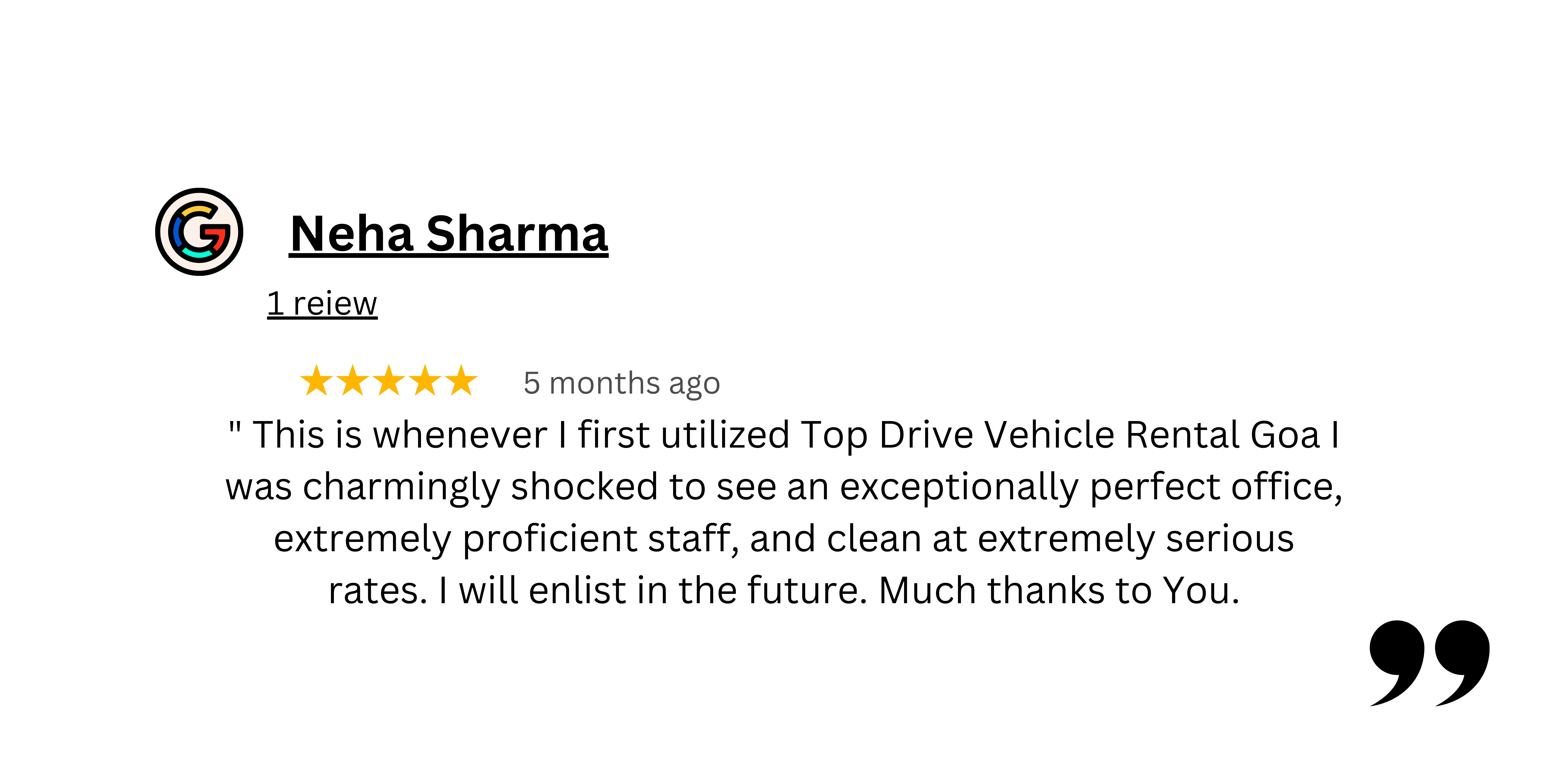 rita car google review