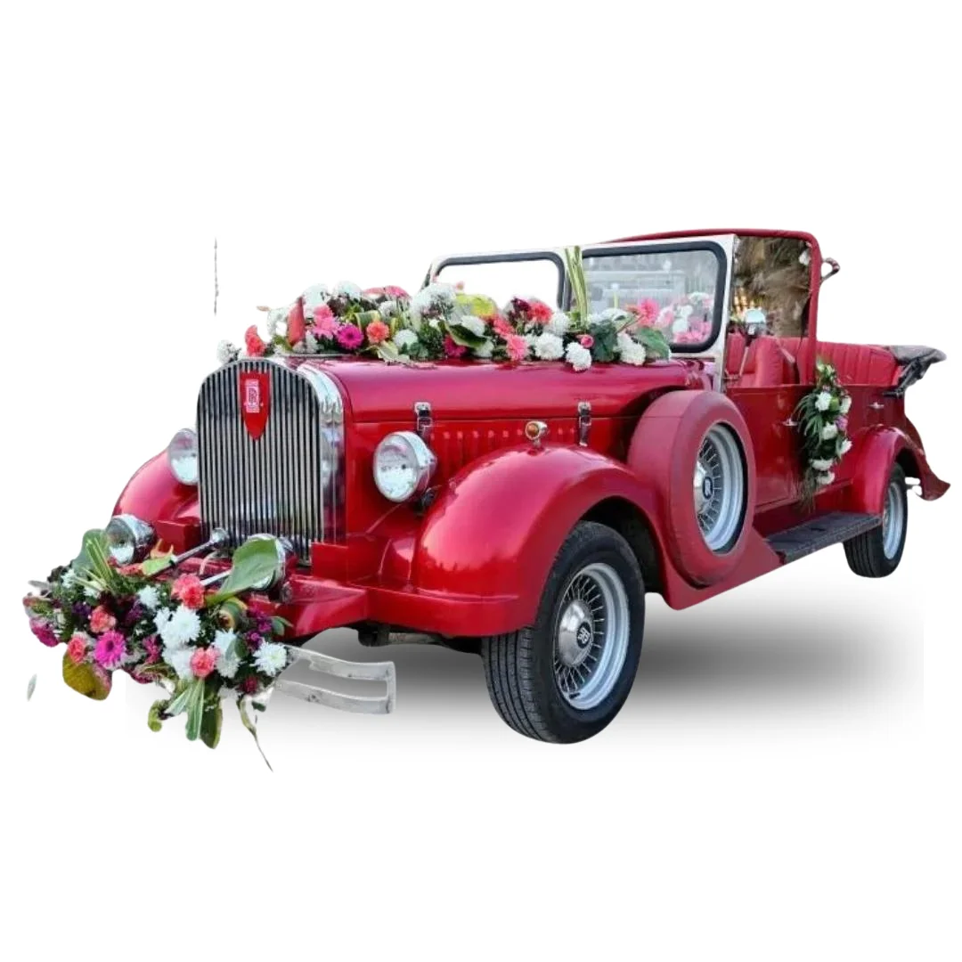 VINTAGE in wedding rental car